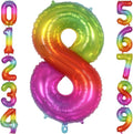 Rainbow Number 8 Balloon 40 Inch, Big Large Foil Number Balloons, Gradient by AIQINHU