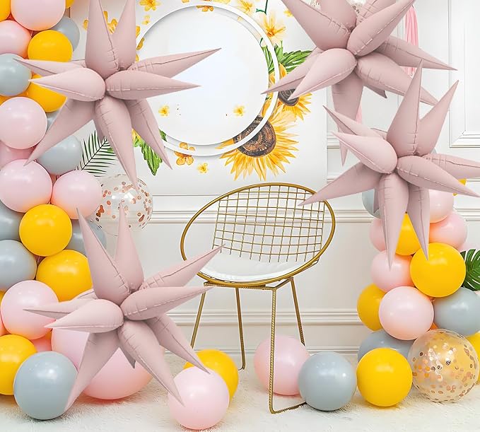 50pcs Matte Pink 20' Water Drop Foil Cone Mylar Balloons Matte Pink Star - Image 5