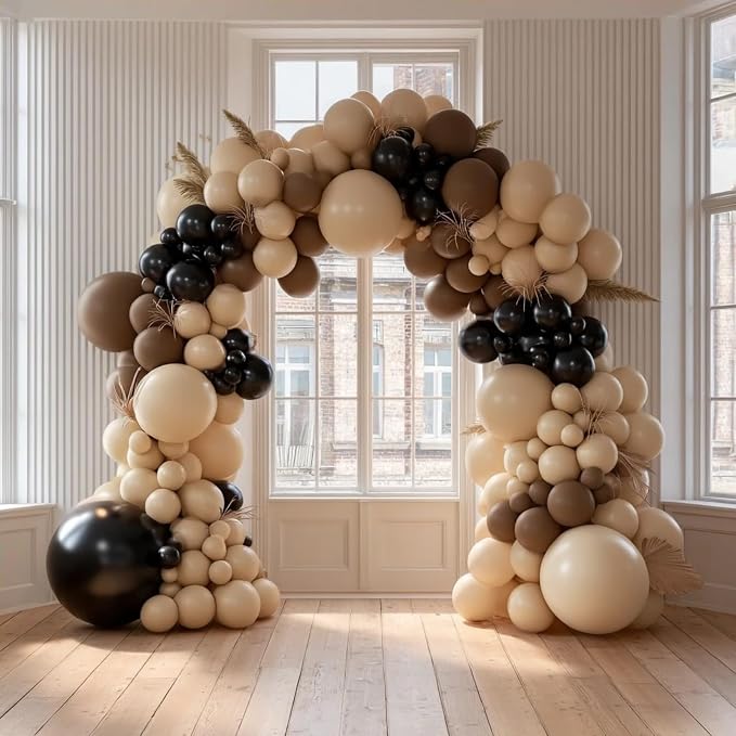 160Pcs Black Brown Nude Balloon Garland Arch Kit Dark Brown Nude Tan Black - Image 5