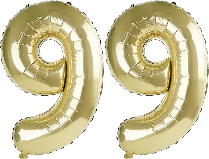 40 Inch Number 99 Balloons for 99th Birthday Party Decorations, 0-100 Champagne by FOBELEC