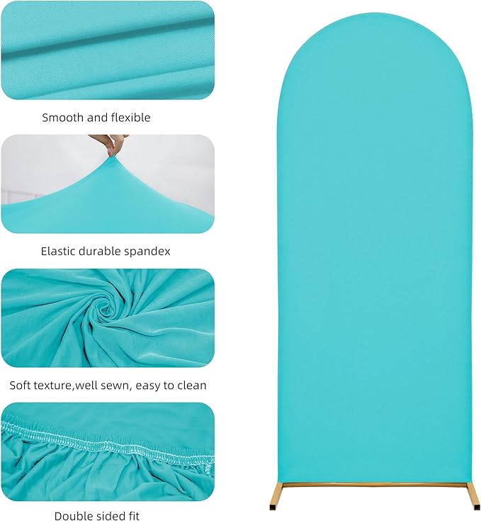 Wedding Arch Covers Arch Backdrop Cover Arch Stand Covers 7.2FT 6.6FT 6FT Set of 3 Arch Cover Spandex Fabric Stretchy Backdrop for Wedding Birthday Party Decoration Baby Shower (Sky Blue)