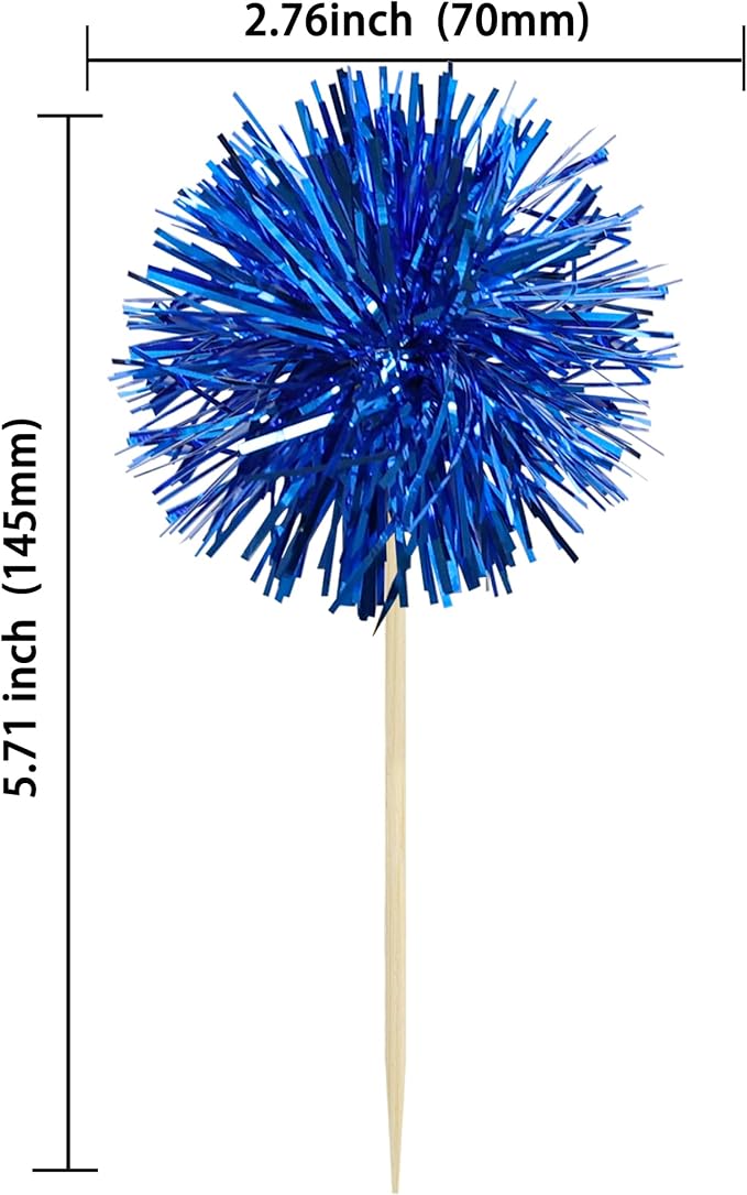 Gyufise 30Pcs Foil Firework Cupcake Toppers Sparkle Tinsel Cake Toppers Tinsel - Image 2