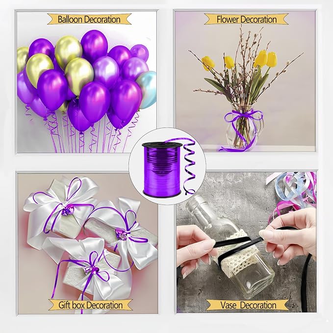 500 Yards Curling Ribbon, 1/5 Inch Shiny Purple Ribbon, Balloon String - Image 4