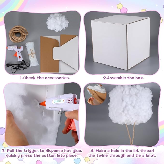 Cloud Gender Reveal Balloon Drop Box, Baby Shower Hanging Ornament | Twinkle - Image 2