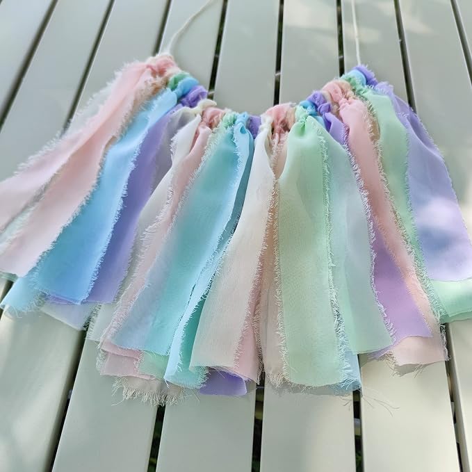 Pastel Chiffon Tassel Garland Wall Hanging Decor - Image 4
