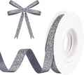 Grey Metallic Glitter Ribbon for Gift Wrapping 3/8in x 10Yds | Cheer Sparkle by HISWAN