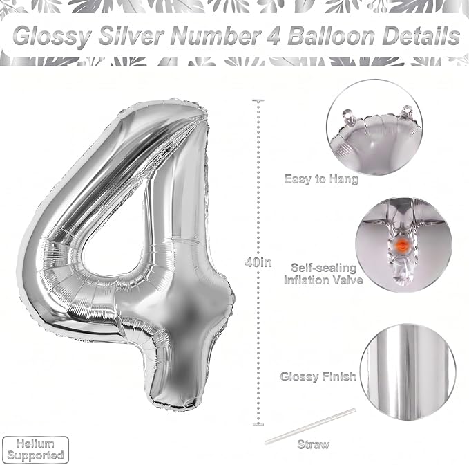 Silver Number 14 Balloon 40 Inch, Stunning Sleek Foil - Image 4
