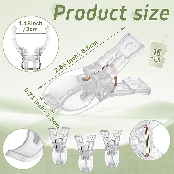 LemonRoad 16 Pcs 2.6" Clips for Balloon Arch Clear Heavy Duty 1.2" Opening - Image 2