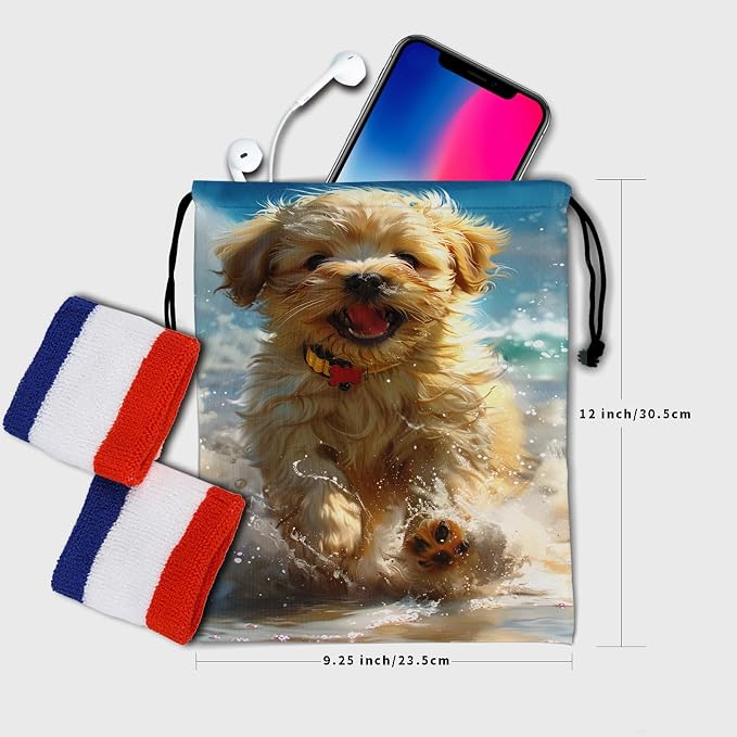 Cute Animal Gymnastics Grip Bag Playing Water Dog Gym String Bag - Image 6