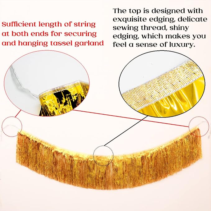 Premium Gold Fringe Tinsel Garland - Image 5