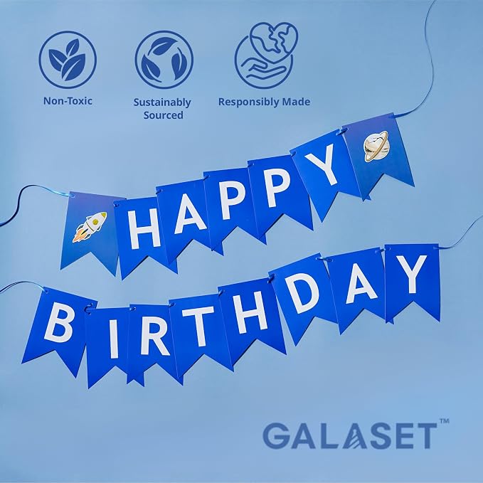 Outer Space Birthday Banner, Pre-Strung Galaxy Party Decorations - Image 4