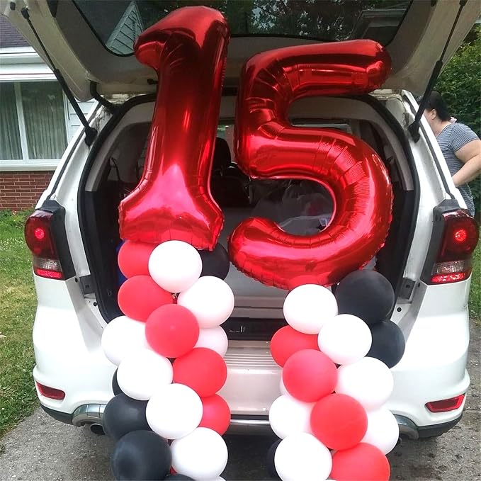 40 Inch Red Number Balloons, Giant Foil Number 5 Balloons - Image 7