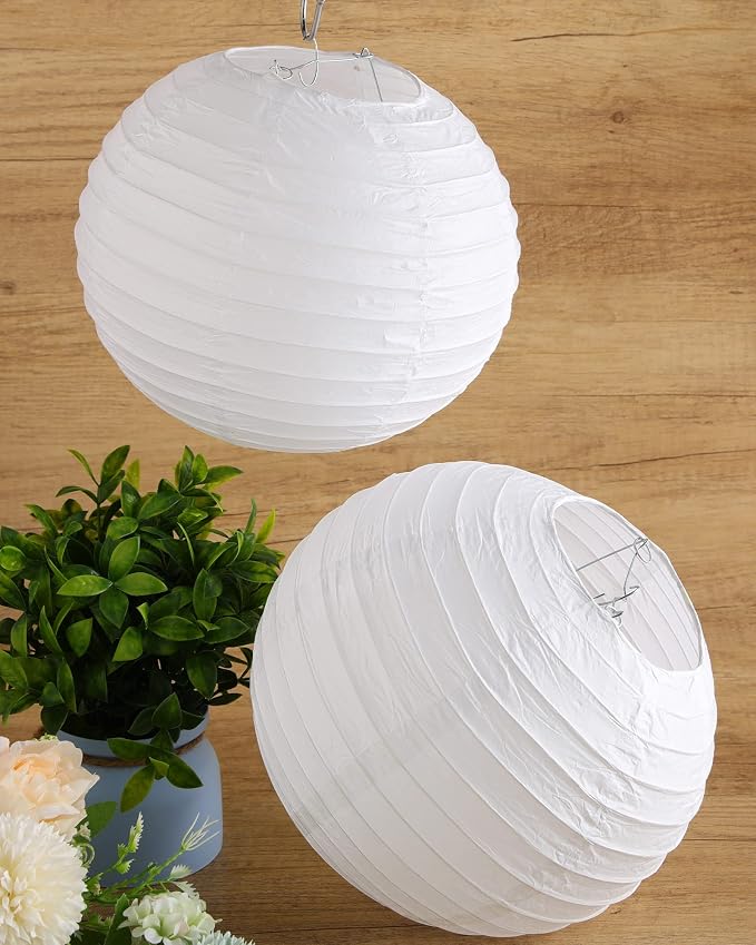 Treela 30 Pack White Chinese Japanese Paper Lanterns Decorative Hanging Round - Image 3