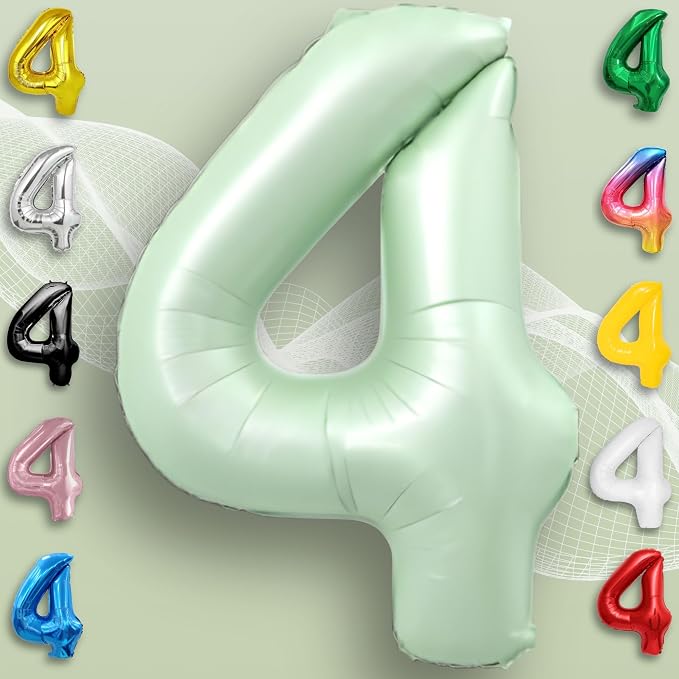Green Number Balloon 4 Mylar Foil Balloons 32 inch - Image 3