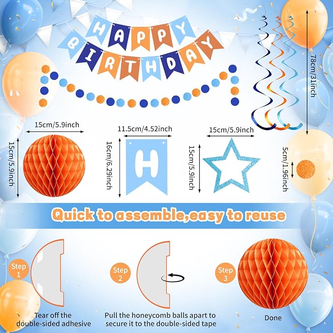 Rouceyxin Birthday Decorations for Men, Happy Birthday Banner - Image 7