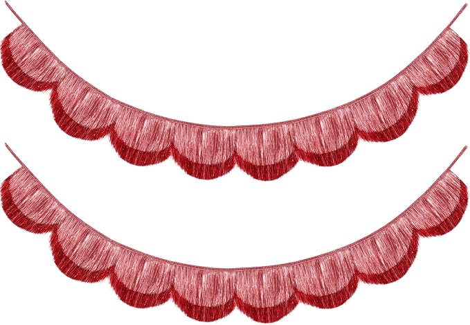 2pcs 6.6ft Flash Pink Fringe Garland Scalloped Tassel Banner 8 Waves Sparkle by Unknown