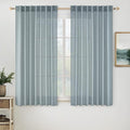 MIULEE Dusty Blue Short Linen Curtains 52x45 Inch Long 2 Panels by MIULEE