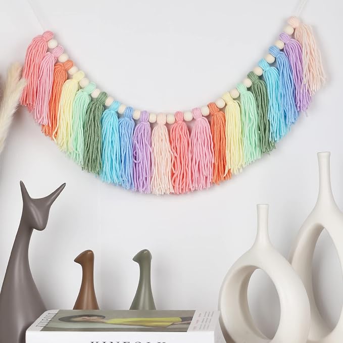 Pastel Rainbow Tassel Garland - Image 3