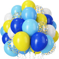 Blue Yellow Balloons, 12Inch Dark Light Blue Yellow and White Latex Balloon by TAOYE