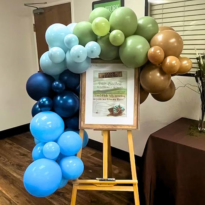 Blue Green Balloons 60 Pcs 12 Inch Sage Green Blue Brown Balloons Neutral Boho - Image 7