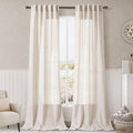 Beige Linen Curtains 96 Inches Long 2 Panels Back Tab Sheer Linen Curtain by Nanspring