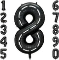 Black and White Stripes Number 8 Balloon 40 Inch, Road Theme Digit Decor | by Unknown