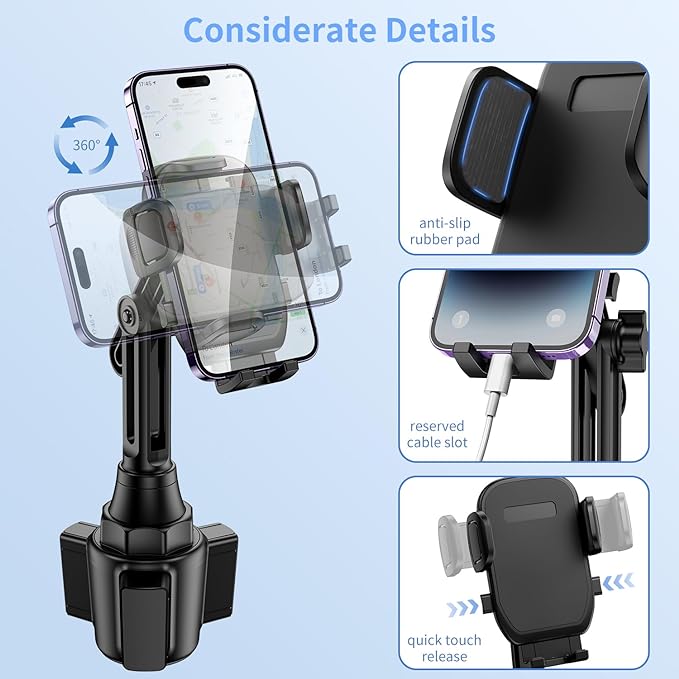 bokilino Cup Phone Mount for Car, Universal Cup Phone Cradle Holder - Image 6