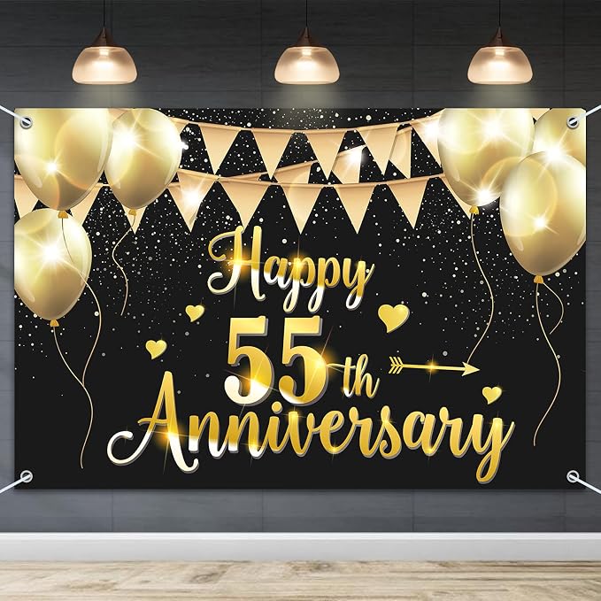 HAMIGAR 6x4ft Happy 55th Anniversary Banner Backdrop by HAMIGAR