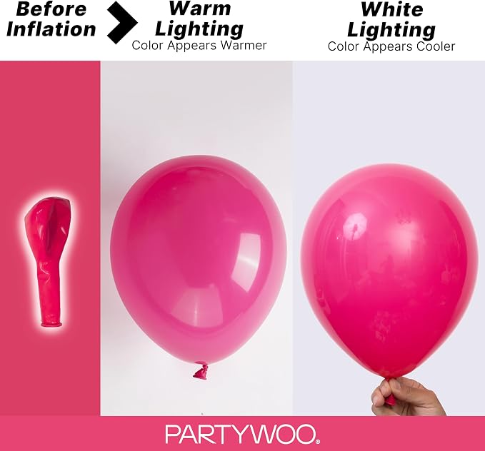 PartyWoo Hot Pink Balloons 145pcs Magenta Fuchsia Color 18 12 10 5 Inch | 18 12 - Image 3