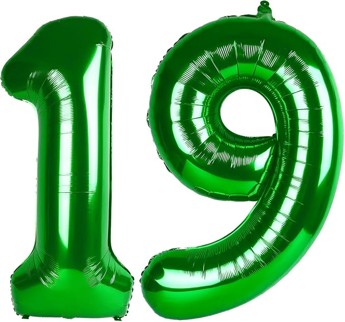 Number 19 Balloons 40 Inch for 19 91 Birthday Party Decorations, Dark Green | by Mluchee