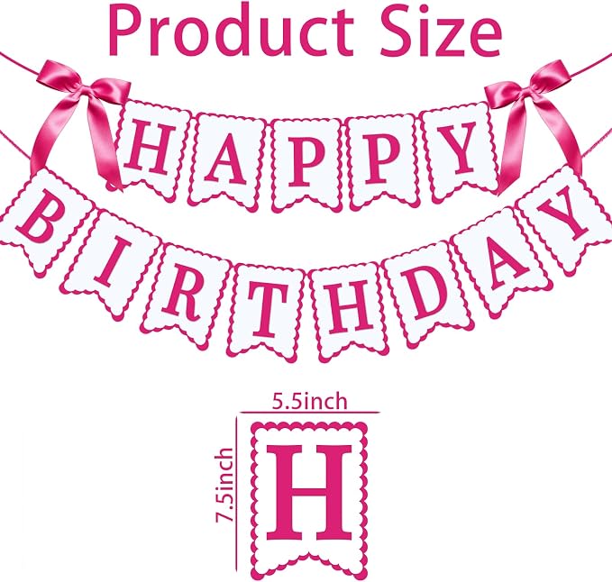 Bow Happy Birthday Banner for Bow Birthday Decorations Bows Garland for Women - Image 2