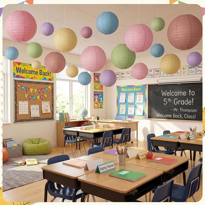 Glooglitter Neutral 16 Pack Paper Lanterns Hanging Decorations 4” 6” 8” 10” - Image 2
