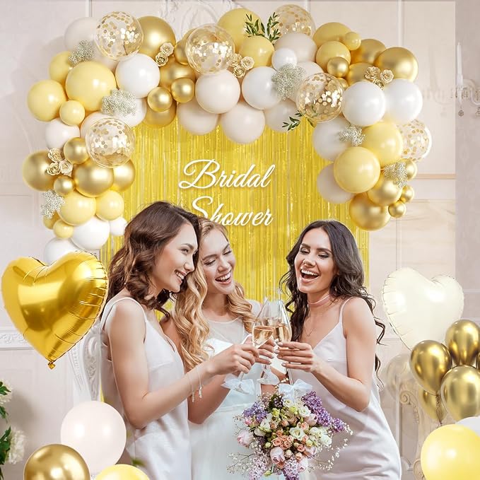 157Pcs Pastel Yellow White and Gold Balloons Garland Arch Kit - Image 5