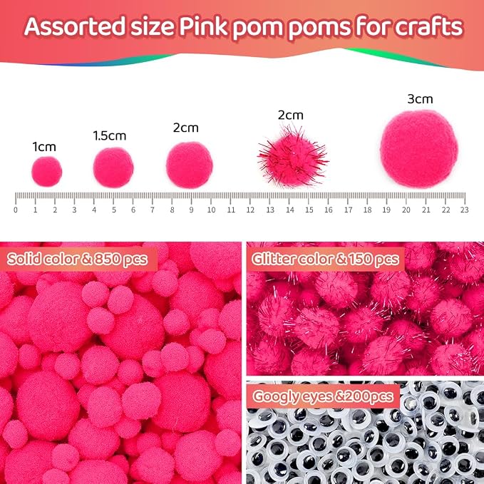 Iooleem Pink Pom Poms - Image 2
