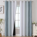 Stone Blue and Greyish White Blackout Curtains 96 Inches Long, Full Room by ESTELARTEXTILER