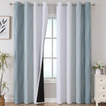 Stone Blue and Greyish White Blackout Curtains 84 Inches Long, Full Room by ESTELARTEXTILER