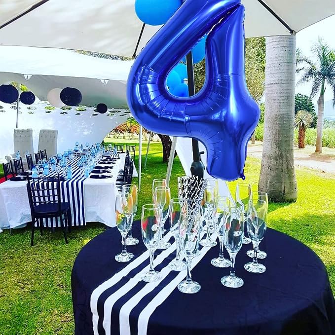TONIFUL 40 Inch Navy Blue Number 4 Balloons Large Foil 4th Birthday Decor | - Image 4