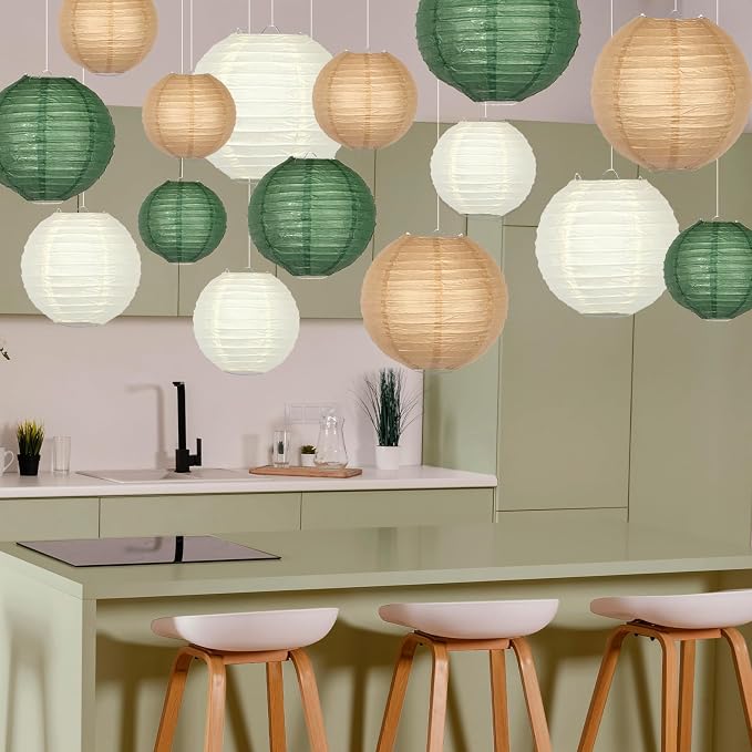Paper Lanterns Party Decorations, 4-12 Inch | White round hanging decor - Image 6