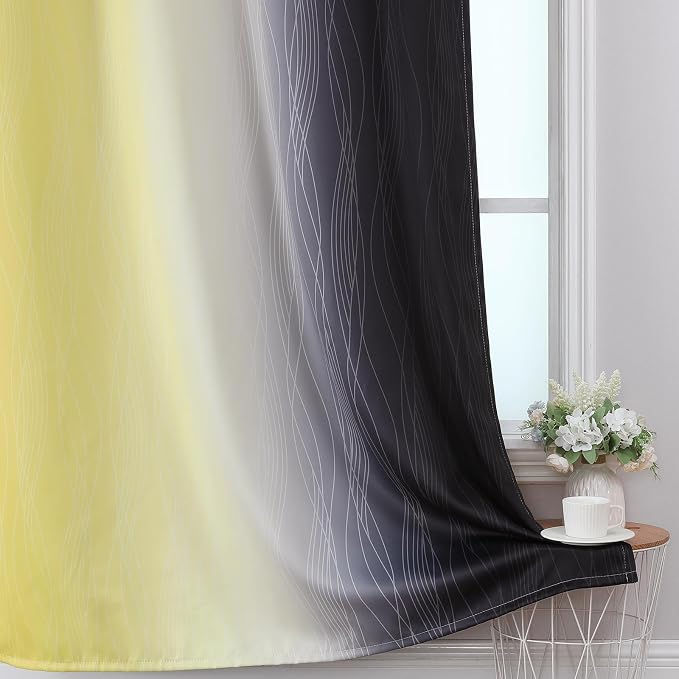 Black and Yellow Ombre Blackout Curtains - Image 6