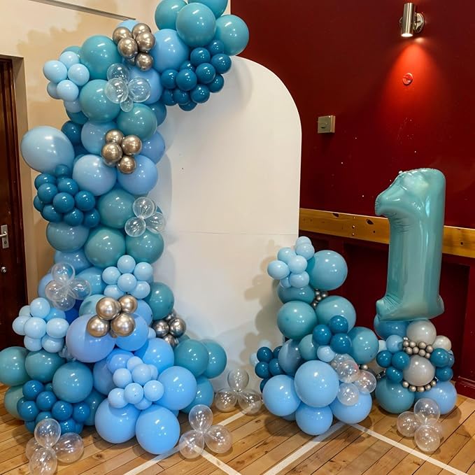 Ocean Balloons, 12 Inch Dark Light Blue Teal Clear Pearl Transparent Metallic - Image 7