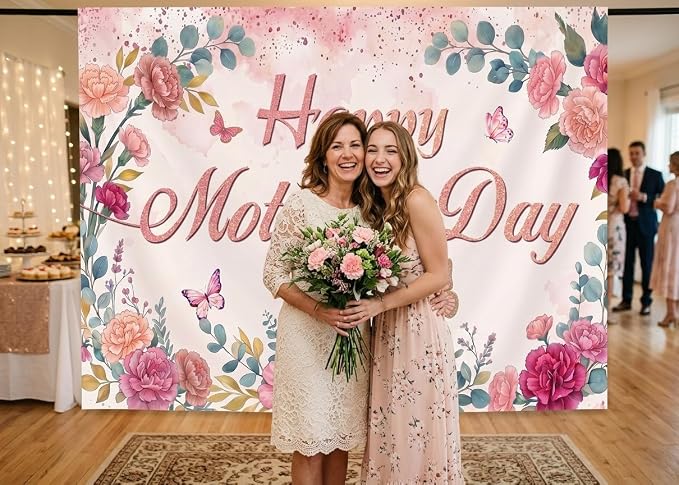 Custom Mother's Day Backdrops Banner, Personalized Flower Happy Mothers Day - Image 6