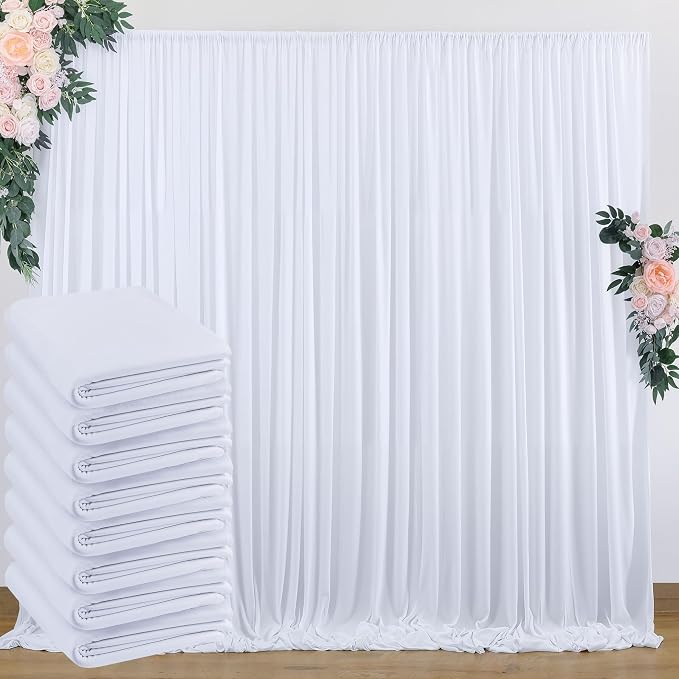 40 ft x 8 ft White Backdrop Curtain Drapes by Outpain