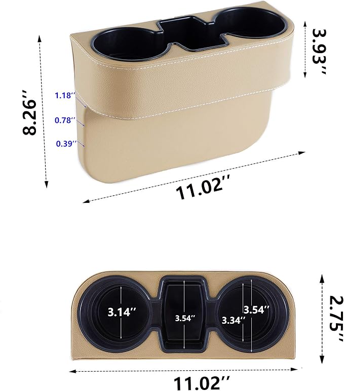 Cup Holder for Car, Console Side Pocket, PU Leather Cover, Front Seat Organizer - Image 2
