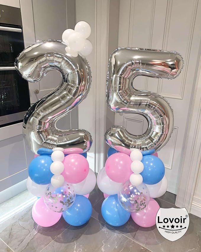 Silver 28 Number Balloons, 40 Inch Giant Number 28 Balloons Foil Mylar Helium - Image 5