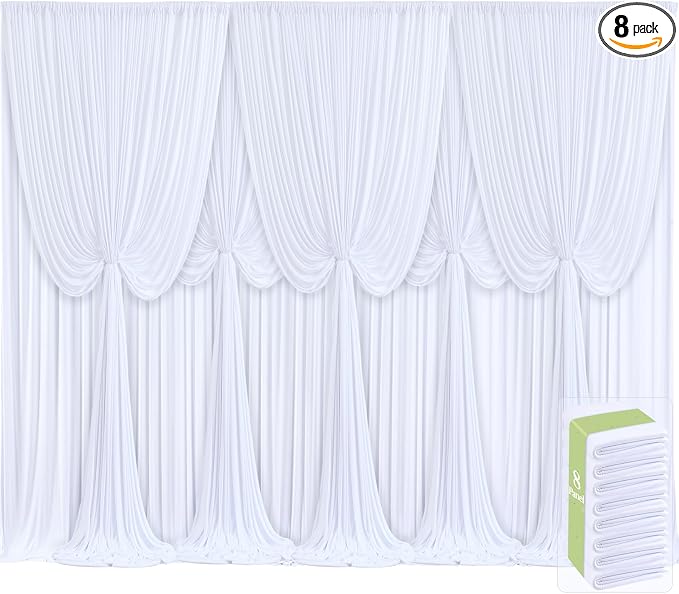 8 Panels White Backdrop Curtains by Tao-GePartyDecorations