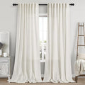 Linen Cream Curtains 113 Inch Extra Long by Nanspring
