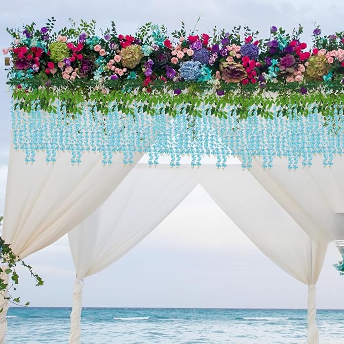 Artificial Flowers Hanging Flowers, Fake Wisteria Flower Garland Silk Vines - Image 7