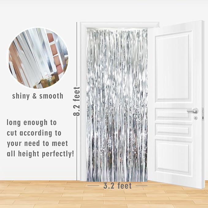 GOER 3.2 ft x 8.2 ft Metallic Tinsel Foil Fringe Curtains, Party Streamer - Image 6