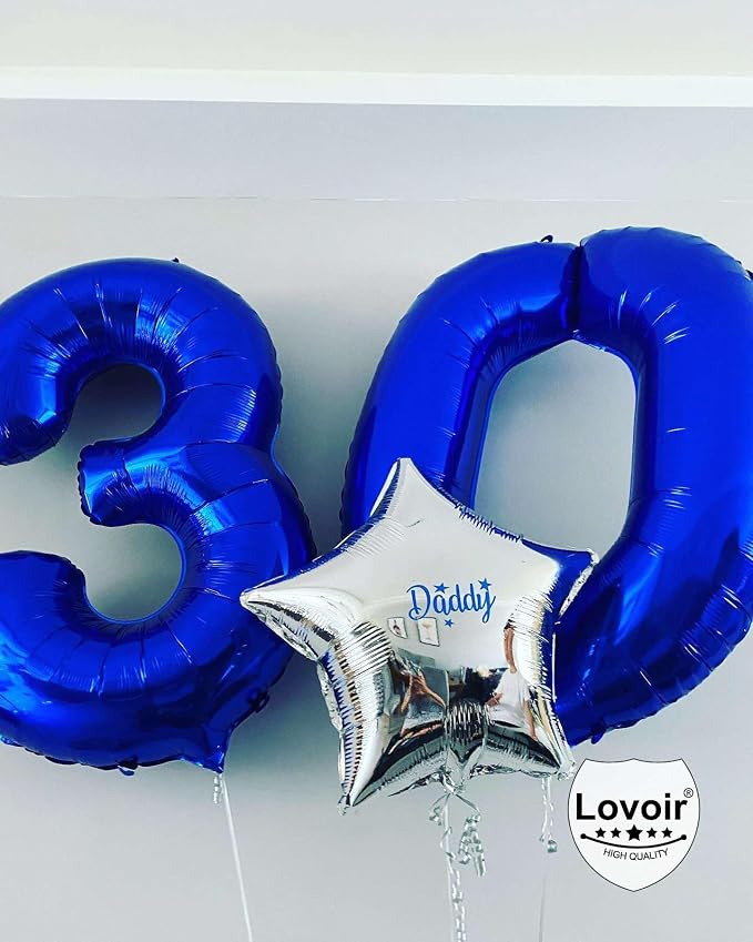 Navy Blue 30 Number Balloons, 40 Inch Giant Number 30 Balloons Foil Mylar - Image 3