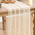 Artoid Mode 6PCS Pearl Champine Gauze Table Runner 120 Inch 10FT, Seasonal by ArtoidMode
